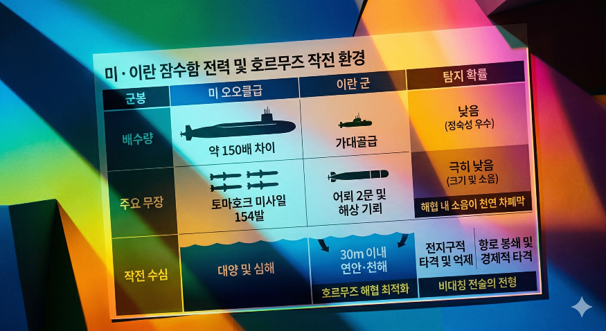 미국-이란 잠수함 전력 및 호르무즈 작전 환경 포커스온경제.png